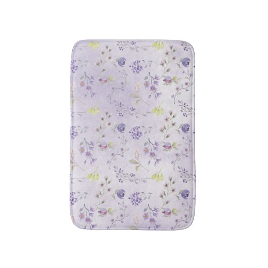Lavender Wildflower Pattern Badmat (Voorkant Verticaal)