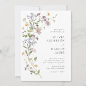 Lavender Wildflower Spray Refined Wedding Kaart (Voorkant)
