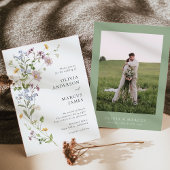 Lavender Wildflower Spray Refined Wedding Kaart