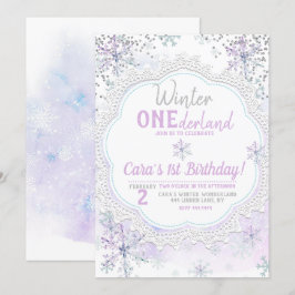 Lavender Winter Onederland 1e verjaardag Kaart