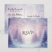 Lavender Winter Snowfall Serenade Wedding RSVP