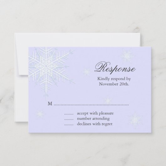Lavender Winter Snowflake Wedding RSVP Kaartje (Voorkant)