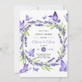 Lavender Wisteria and Butterflies Couples Shower Kaart (Voorkant)