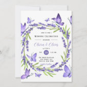 Lavender Wisteria and Butterflies Wedding Kaart (Voorkant)