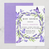 Lavender & Wisteria Butterflies Girl Baby shower Kaart (Voorkant / Achterkant)