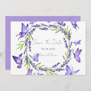 Lavender Wisteria & Butterflies slaan de datum op Save The Date