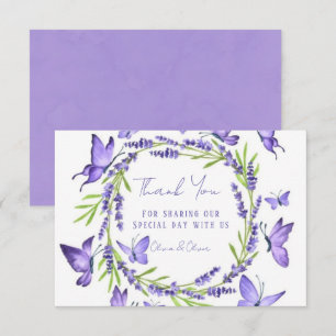 Lavender Wisteria & Butterflies Weddenschap Bedankkaart