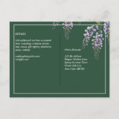 Lavender WISTERIA Emerald Green All-in-1 Wedding Briefkaart (Achterkant)