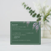 Lavender WISTERIA Emerald Green All-in-1 Wedding Briefkaart (Staand voorkant)