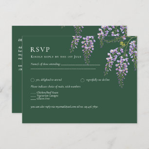 Lavender WISTERIA Emerald Green All-in-1 Wedding Briefkaart