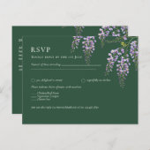 Lavender WISTERIA Emerald Green All-in-1 Wedding Briefkaart (Voorkant / Achterkant)