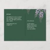 Lavender WISTERIA Emerald Green All-in-1 Wedding Briefkaart (Achterkant)