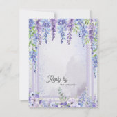 Lavender Wisteria Floral Arch QR Code Wedding RSVP Kaartje (Voorkant)