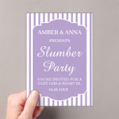 LAVENDER WITTE GEpersonaliseerde NAAM SLUIMERPARTY Acryl Uitnodigingen (Insitu (Draagbaar))