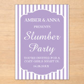 LAVENDER WITTE GEpersonaliseerde NAAM SLUIMERPARTY Acryl Uitnodigingen (Voorkant)