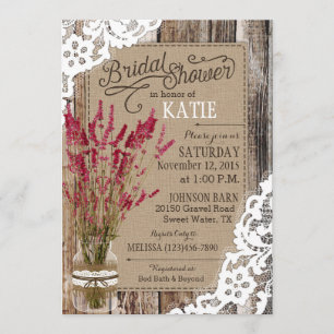 Lavender Wood Lace Rustic Vrijgezellenfeest Kaart