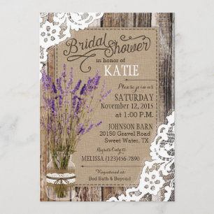 Lavender Wood Lace Rustic Vrijgezellenfeest Kaart