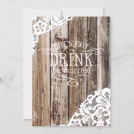 Lavender Wood Lace Rustic Wedding Kaart (Achterkant)