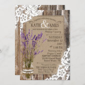Lavender Wood Lace Rustic Wedding Kaart (Voorkant / Achterkant)
