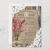 Lavender Wood Lace Rustic Wedding Kaart (Voorkant)