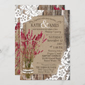 Lavender Wood Lace Rustic Wedding Kaart (Voorkant / Achterkant)
