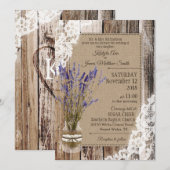 Lavender Wood Lace Rustic Wedding Kaart (Voorkant / Achterkant)