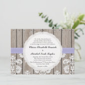 Lavender Wood Lace Wedding Invitations Kaart (Staand voorkant)