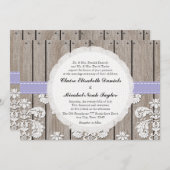 Lavender Wood Lace Wedding Invitations Kaart (Voorkant / Achterkant)