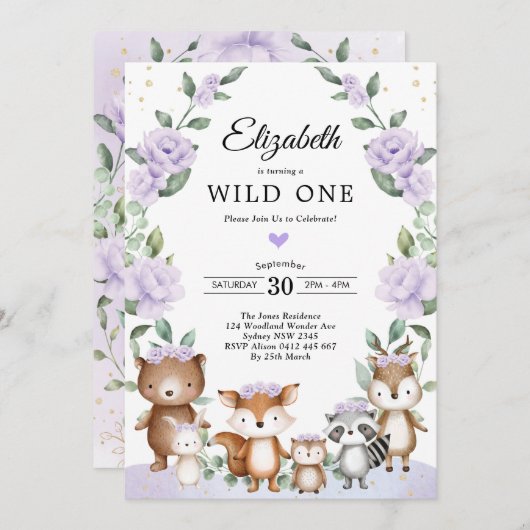 Lavender Woodland Floral Greenery Birthday Kaart (Voorkant / Achterkant)