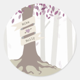 Lavender Woodland Wedding Ronde Sticker