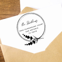 Lavender Wreath Floral Family Return-adres Rubberstempel