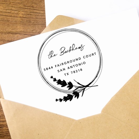 Lavender Wreath Floral Family Return-adres Rubberstempel