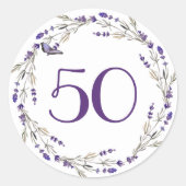 Lavender Wreath for 50th Jubileum Ronde Sticker (Voorkant)