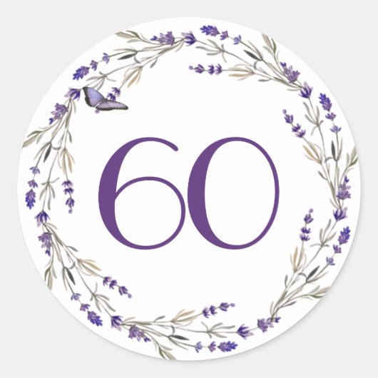 Lavender Wreath for 60th Jubileum Ronde Sticker (Voorkant)
