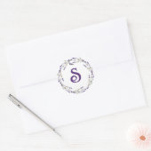 Lavender Wreator met Monogram Inital Ronde Sticker (Envelop)