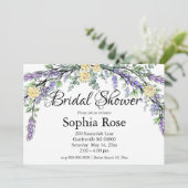 Lavender Yellow Rose en Eucalyptus Invitation Kaart (Staand voorkant)