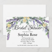 Lavender Yellow Rose en Eucalyptus Invitation Kaart (Voorkant / Achterkant)