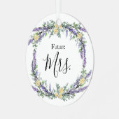 Lavender Yellow Rose en Eucalyptus Metalen Ornament (Voorkant links)