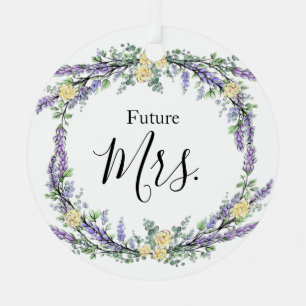 Lavender Yellow Rose en Eucalyptus Metalen Ornament