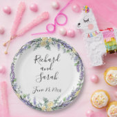 Lavender Yellow Rose en Eucalyptus  Papieren Bordje (Feest)