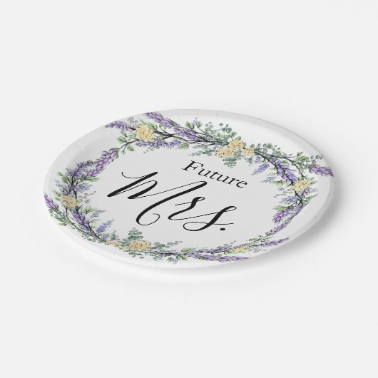 Lavender Yellow Rose en Eucalyptus Papieren Bordje (Gekanteld)