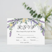 Lavender Yellow Rose en Eucalyptus RSVP-kaart RSVP Kaartje (Staand voorkant)