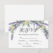 Lavender Yellow Rose en Eucalyptus RSVP-kaart RSVP Kaartje (Voorkant / Achterkant)