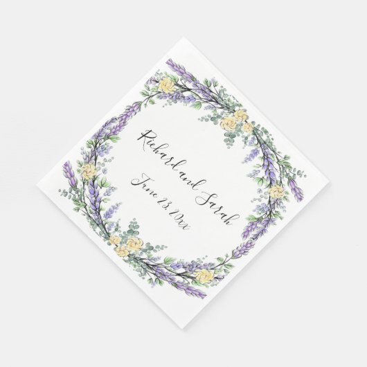 Lavender Yellow Rose en Eucalyptus Servet (Hoek)