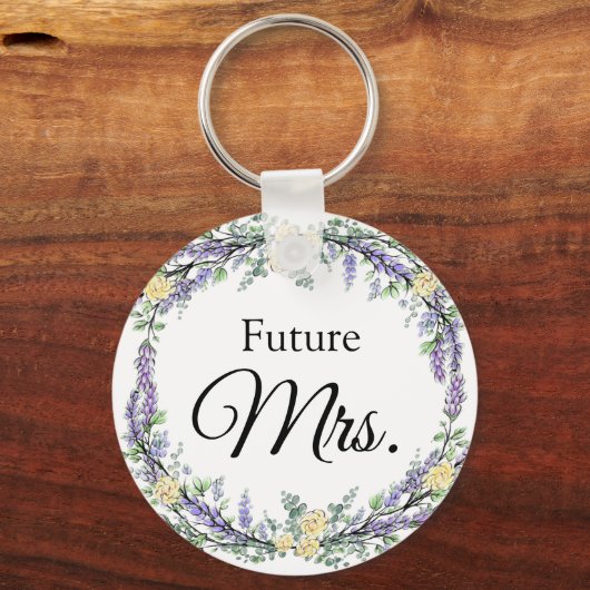 Lavender Yellow Rose en Eucalyptus Sleutelhanger (Voorkant)