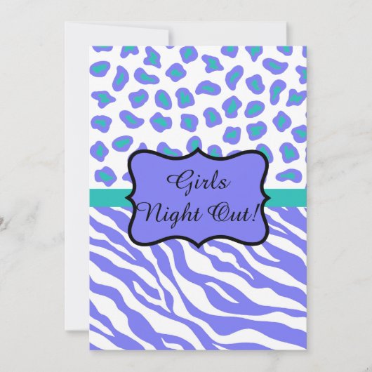 Lavender Zebra Leopard Girls Night Out Uitnodiging (Voorkant)