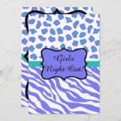 Lavender Zebra Leopard Girls Night Out Uitnodiging (Voorkant / Achterkant)