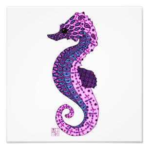  lavender Zen Tangle Seahorse Ocean Art Foto Afdruk