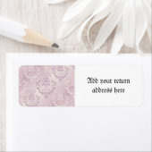 lavender, zilver, zijde, demaser, patroon, chic, e etiket (Insitu)