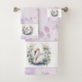 Lavender Zwaan en Bloemenset Handdoeken (Insitu)